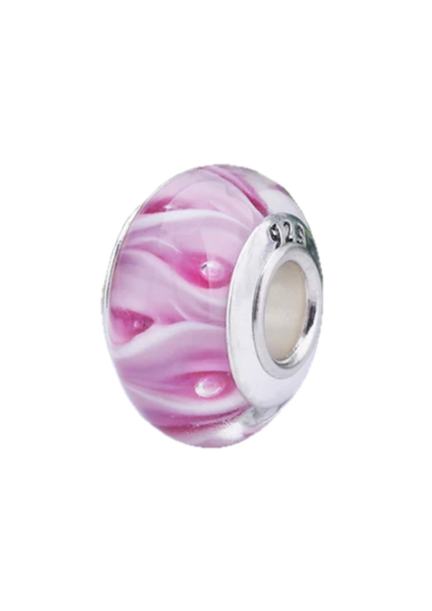 Charm Cristal Murano Dibujo Rosa