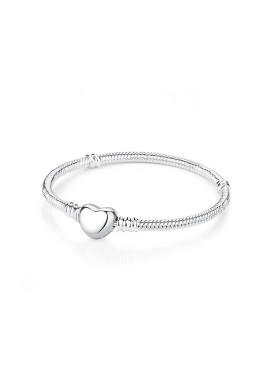 Pulsera Moments en Plata con cierre de Corazón